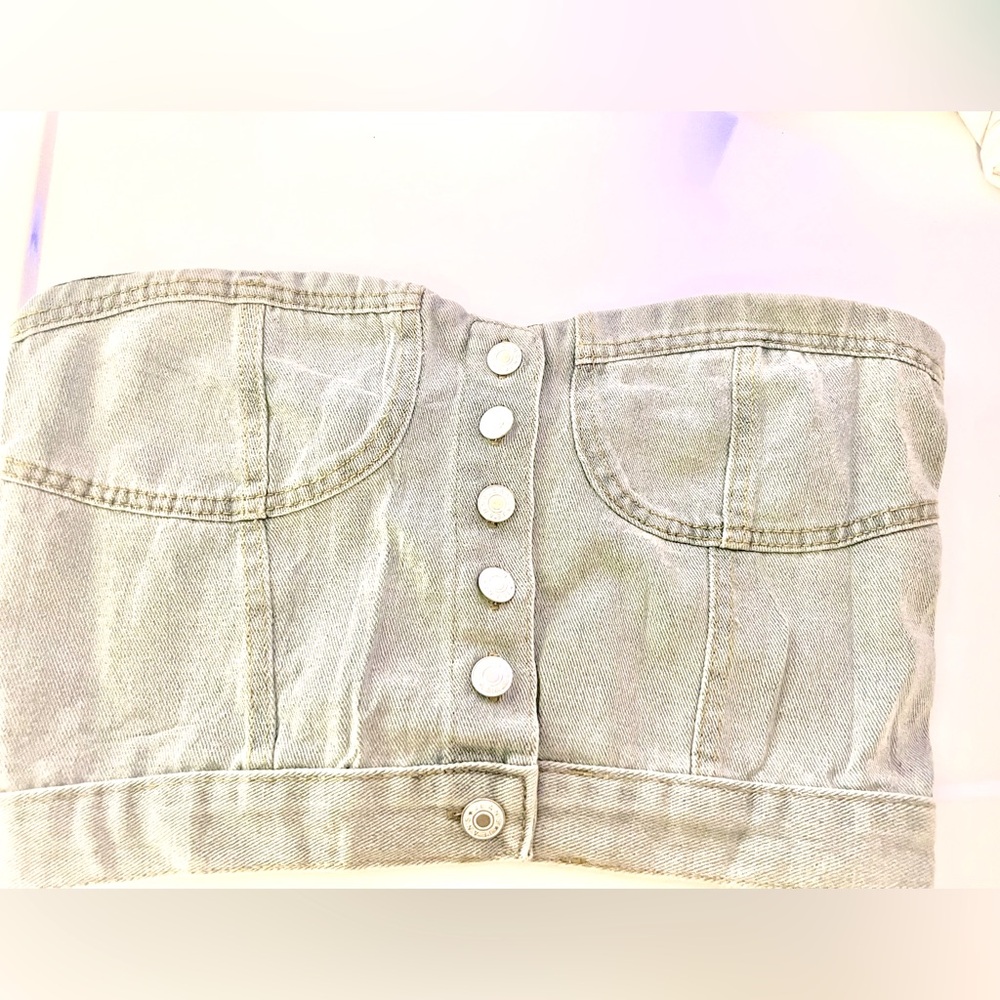 Denim strapless top